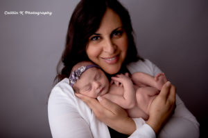 newborn and mom studio portrait