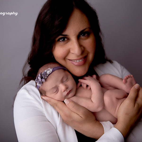 newborn and mom studio portrait