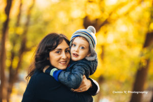 sunset mother and son